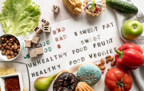 healthy-unhealthy-text-paper-surrounded-with-fresh-food